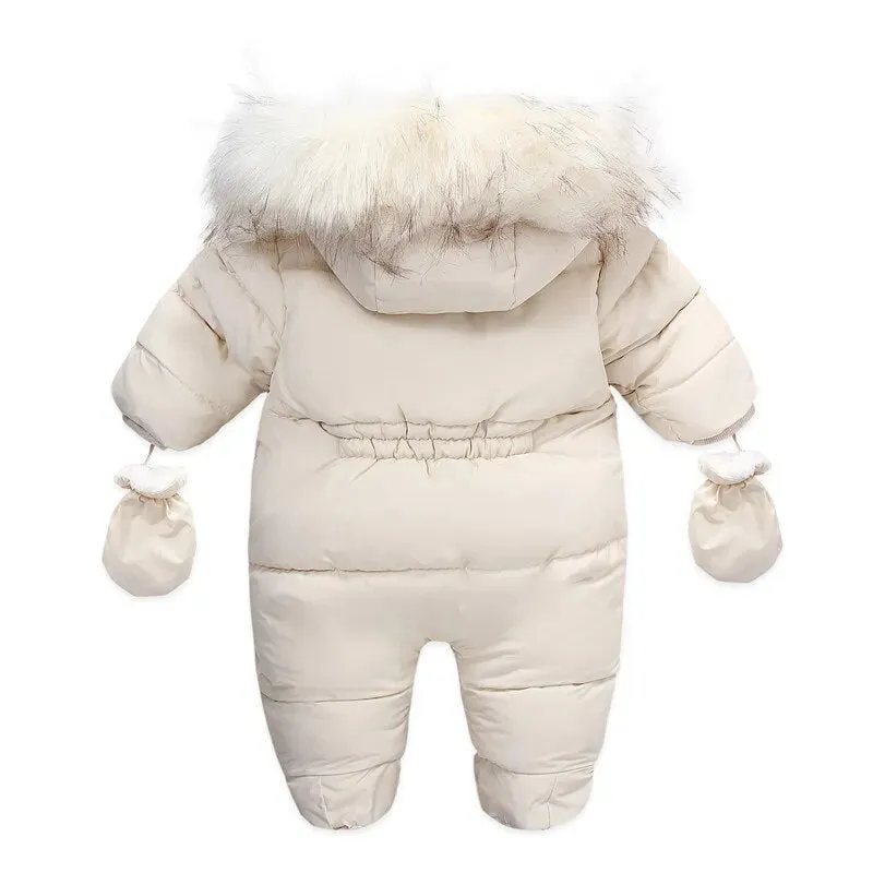 Baby Thick Warm Hooded Fleece Rompers Snowsuit