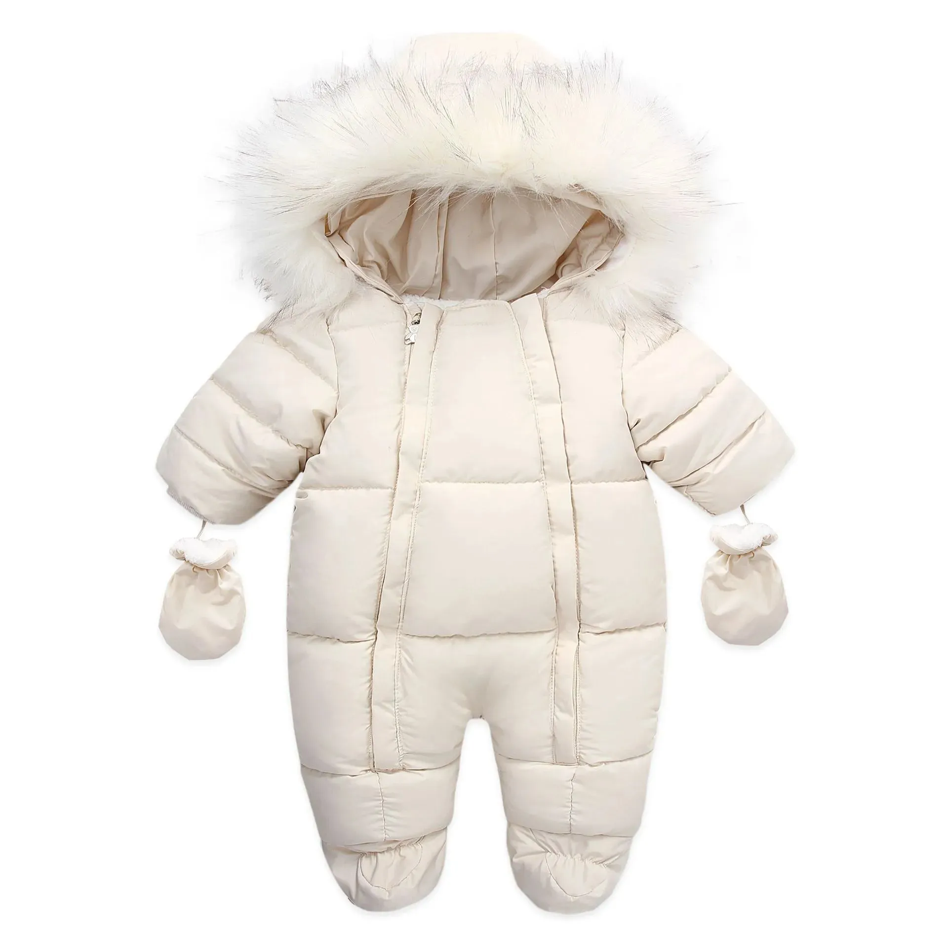 Baby Thick Warm Hooded Fleece Rompers Snowsuit
