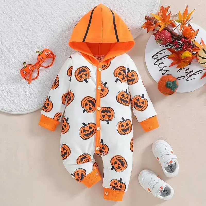 Baby Unisex Casual Hooded Rompers