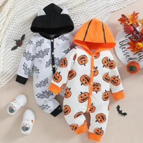Baby Unisex Casual Hooded Rompers