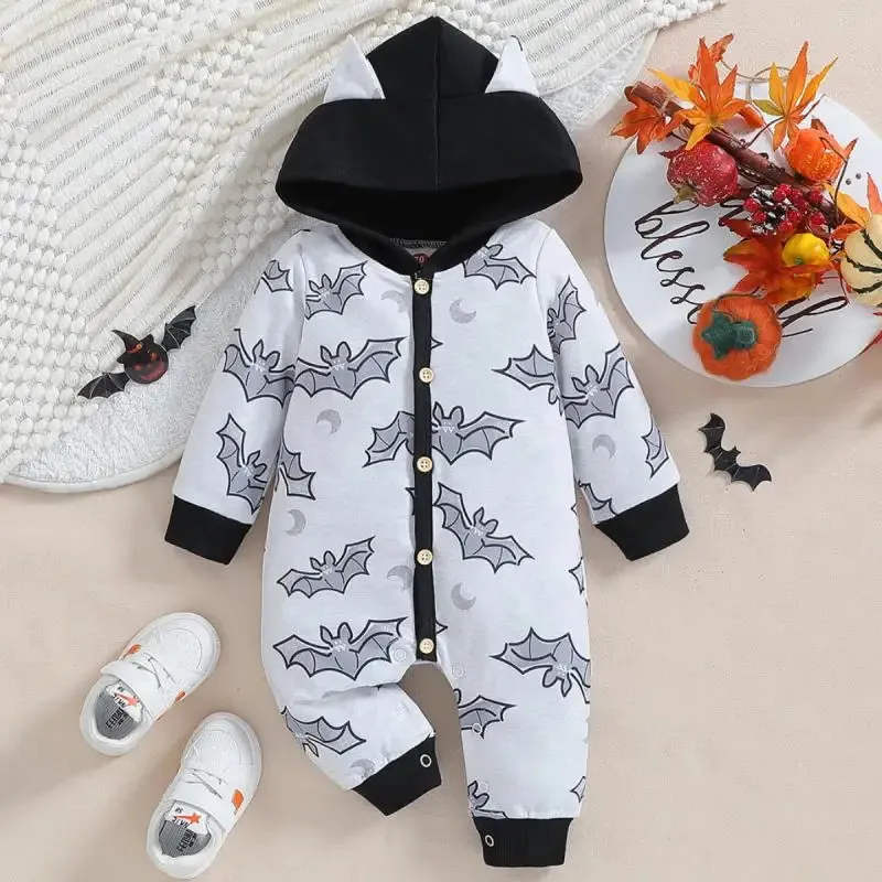 Baby Unisex Casual Hooded Rompers