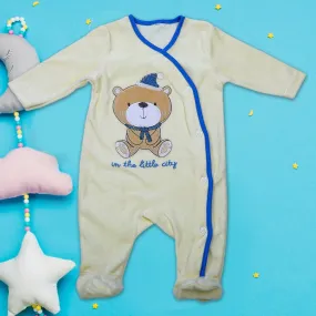 Bear In The City Infant Full Sleeves Snap Button Bodysuit Romper - Yellow