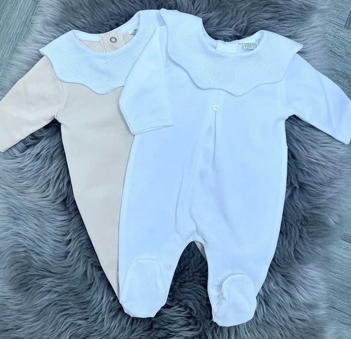 Beige Collar Cotton Romper