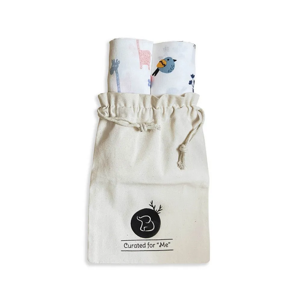 Bird & Giraffe Design Muslin Swaddle Wrap- Pack Of 2