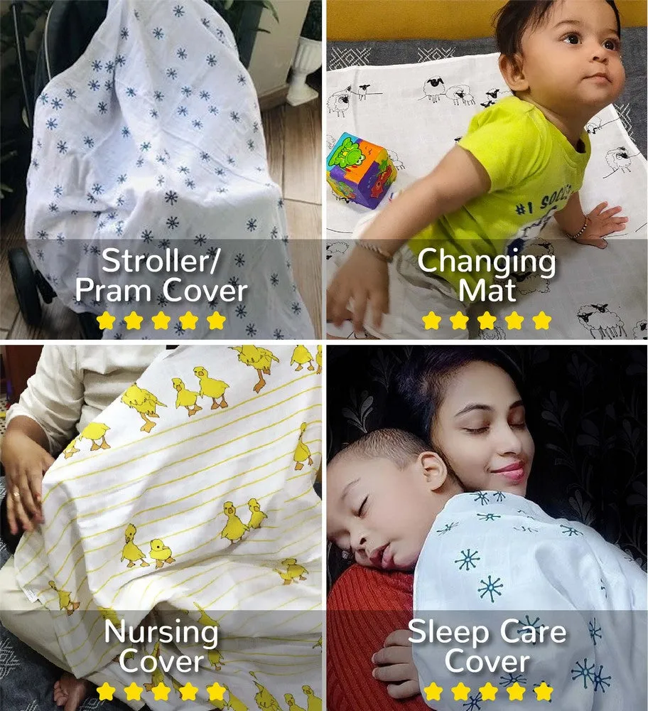 Bird & Giraffe Design Muslin Swaddle Wrap- Pack Of 2