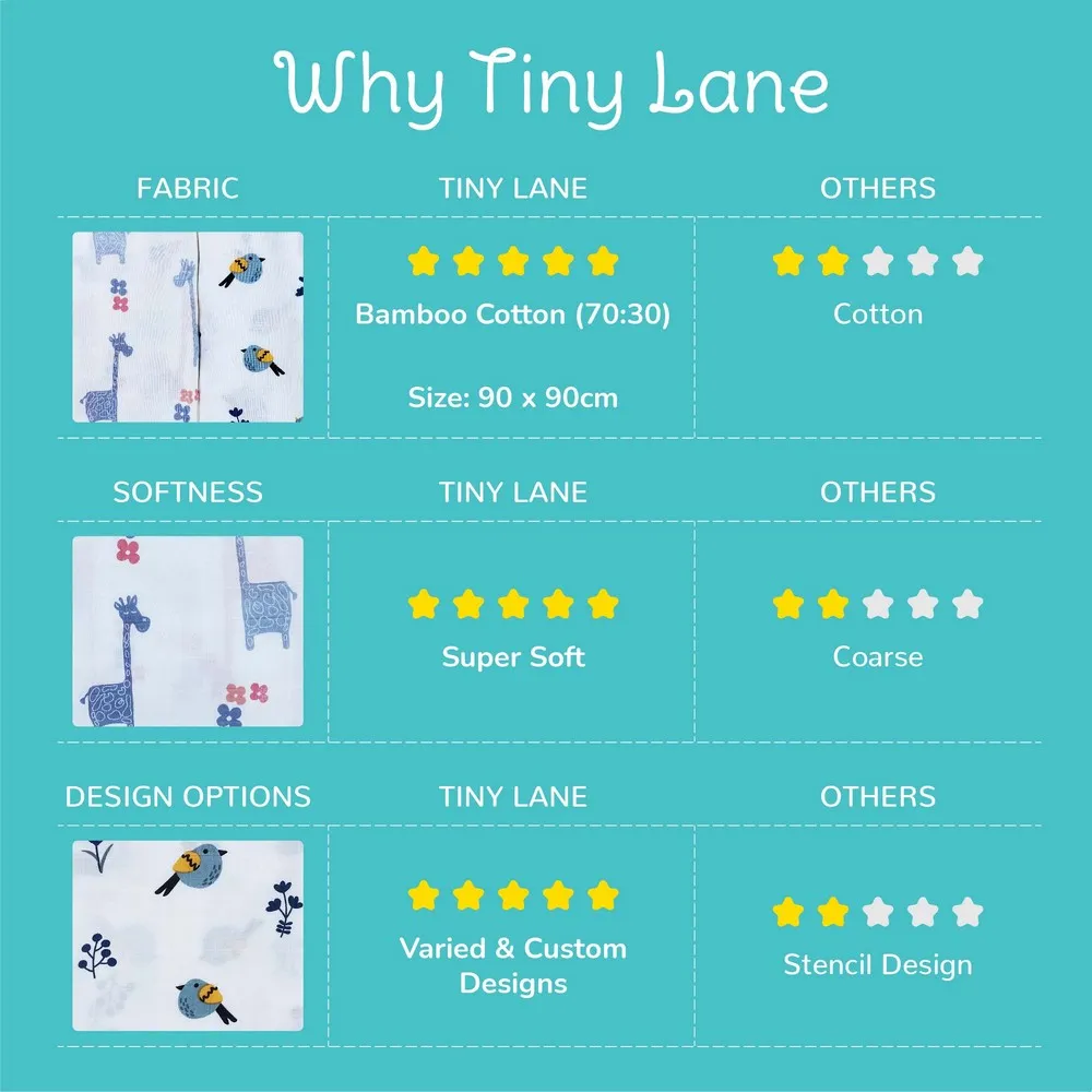 Bird & Giraffe Design Muslin Swaddle Wrap- Pack Of 2