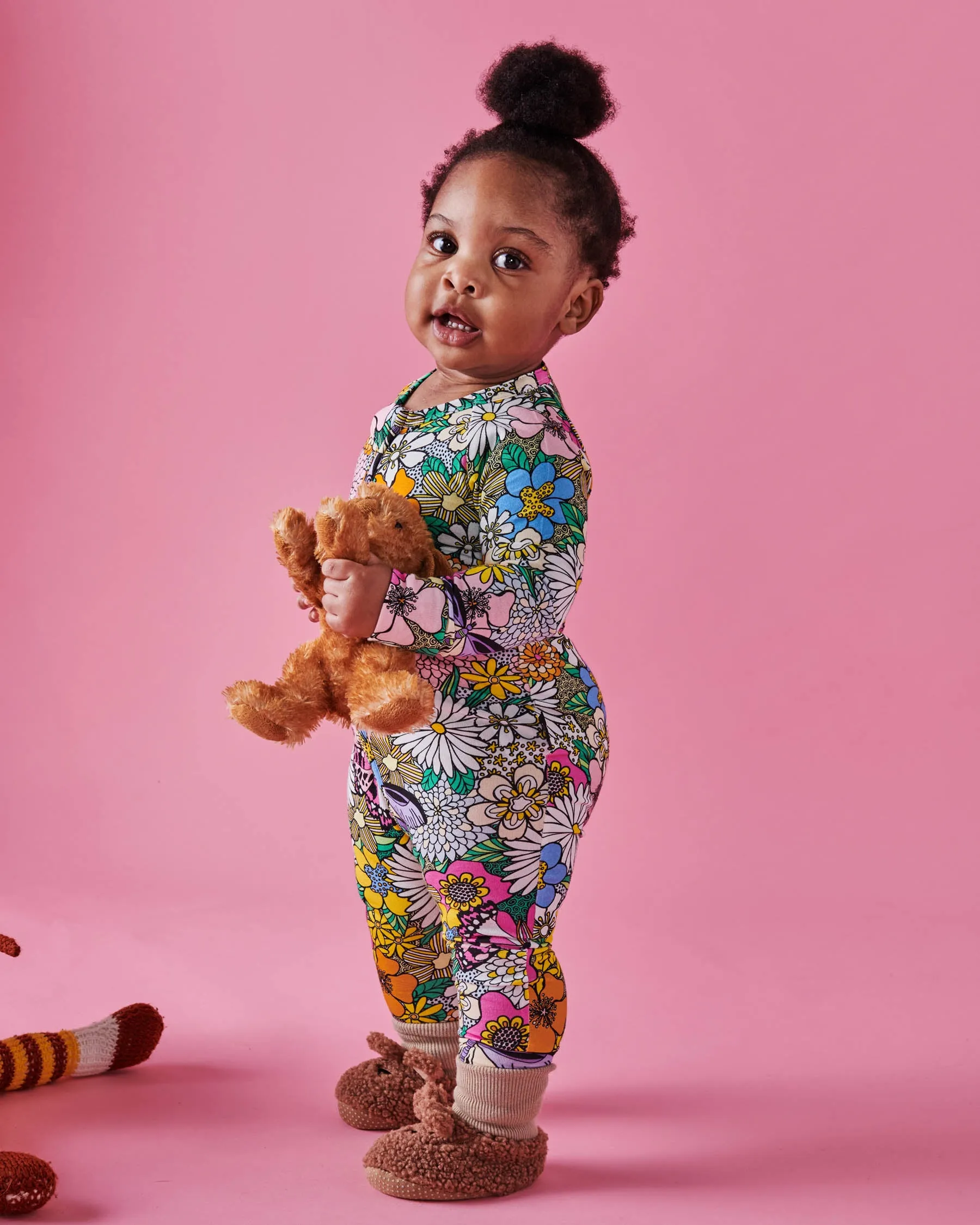 Bliss Floral Organic Long Sleeve Zip Romper