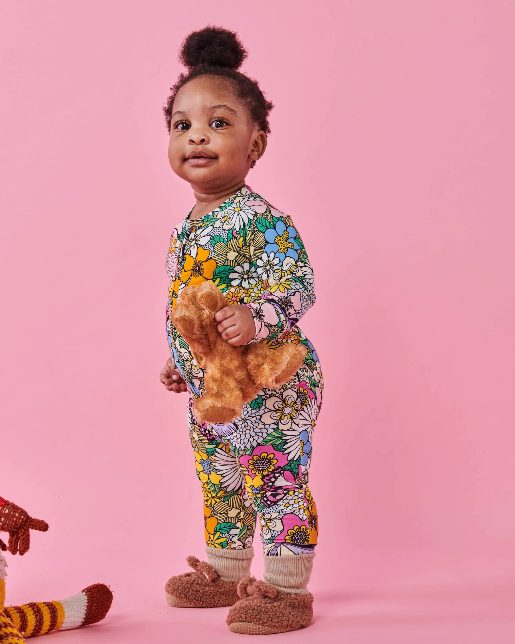 Bliss Floral Organic Long Sleeve Zip Romper