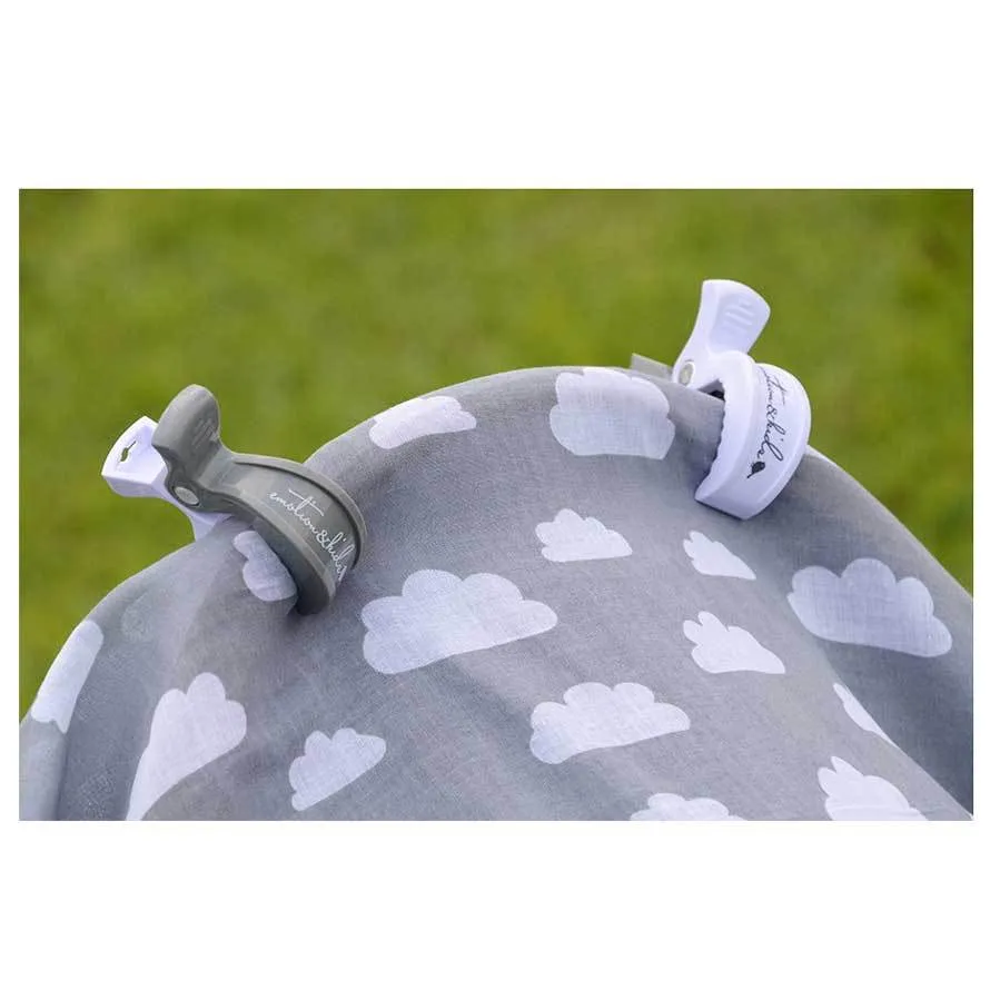 Blue Stencil Muslin & Pram Clip Pack