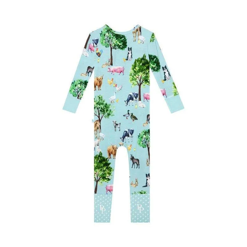 Boy's Bamboo Convertible Footie Romper - Brayden (Farm Animals)