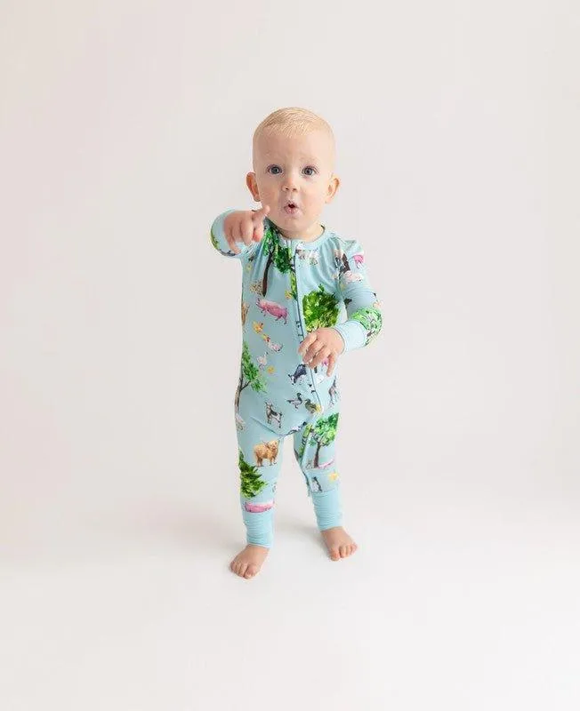 Boy's Bamboo Convertible Footie Romper - Brayden (Farm Animals)