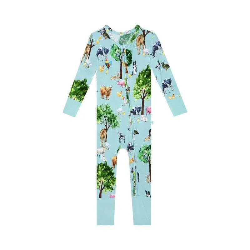 Boy's Bamboo Convertible Footie Romper - Brayden (Farm Animals)