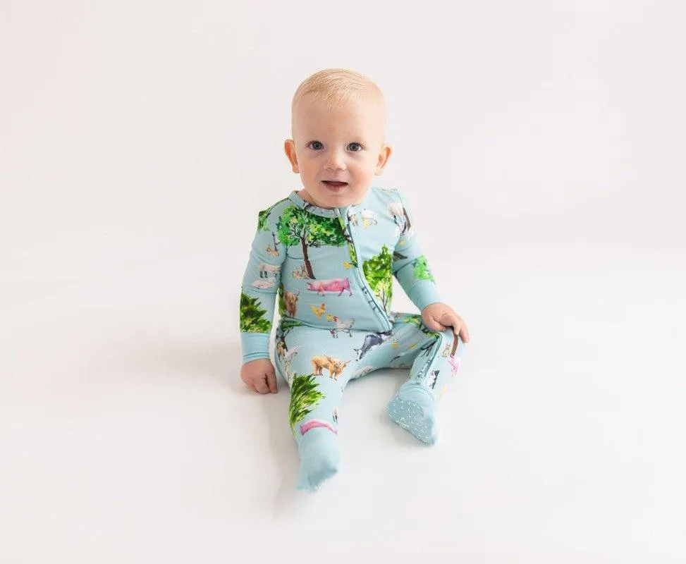 Boy's Bamboo Convertible Footie Romper - Brayden (Farm Animals)