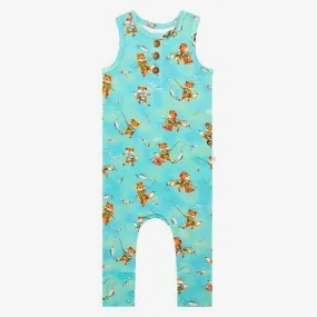 Boy's Bamboo Henley Racerback Romper - Arlo (Foxes)