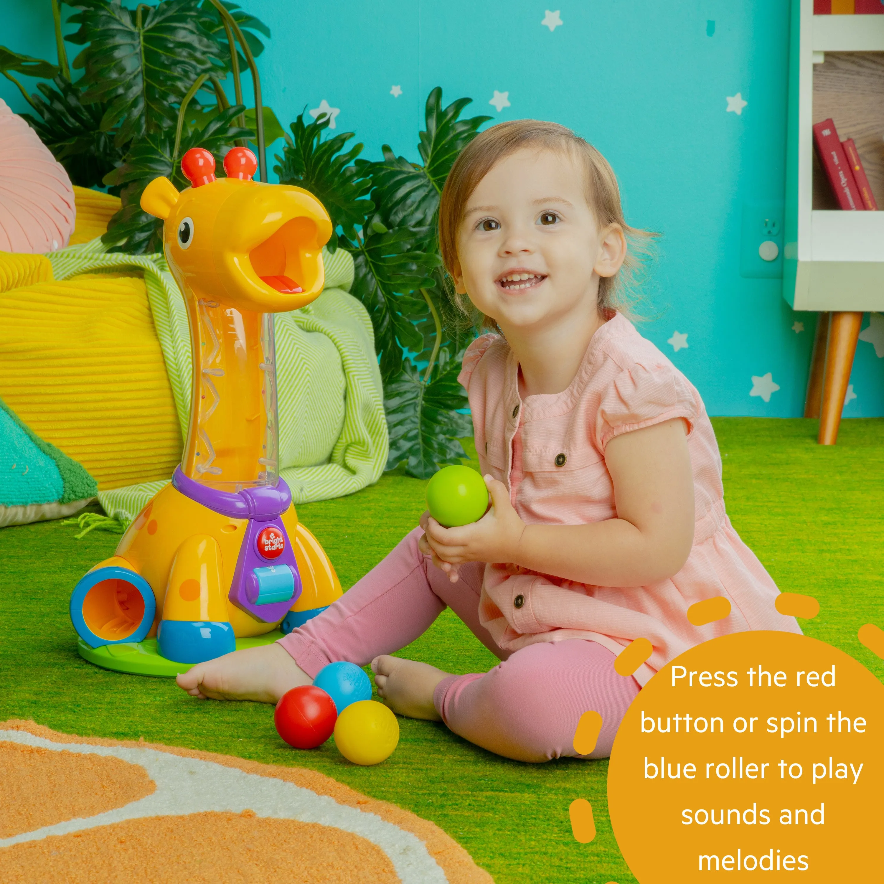 Bright Starts Spin & Giggle Giraffe Ball Popper Musical Baby & Toddler Toy