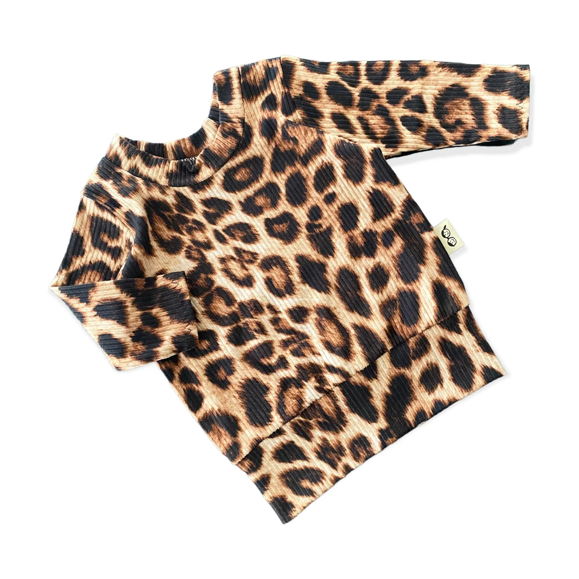 Brown Cheetah Ribbed Lounge Set