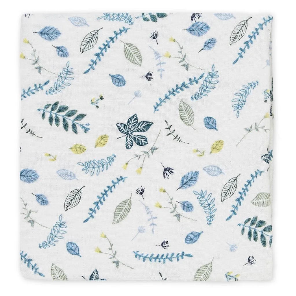 Cam Cam Copenhagen Muslin Cloth Printed Pressed Leaves Blue