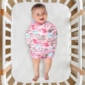 Cats And Dogs Pink Ready Swaddle