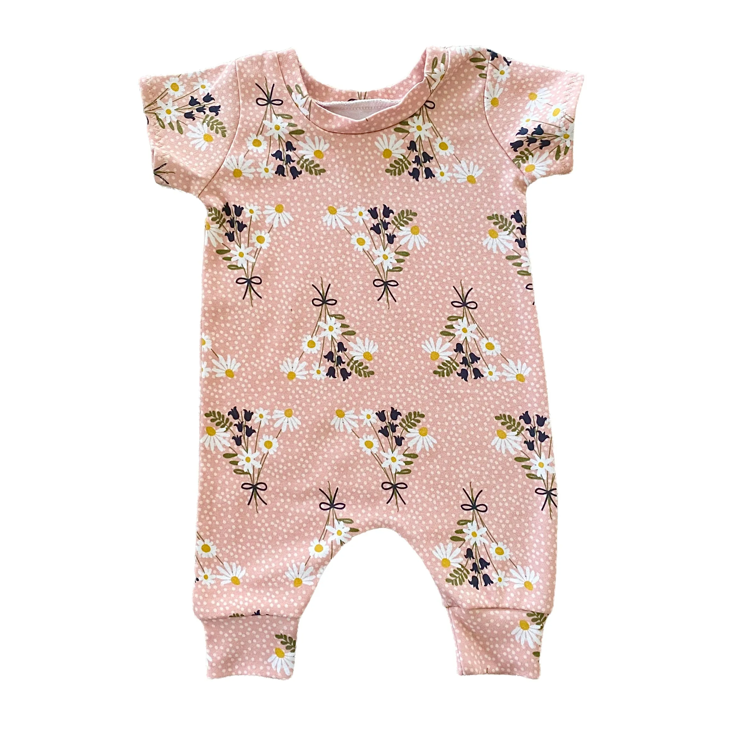 Chamomile Bouquet on Blush Harem Romper