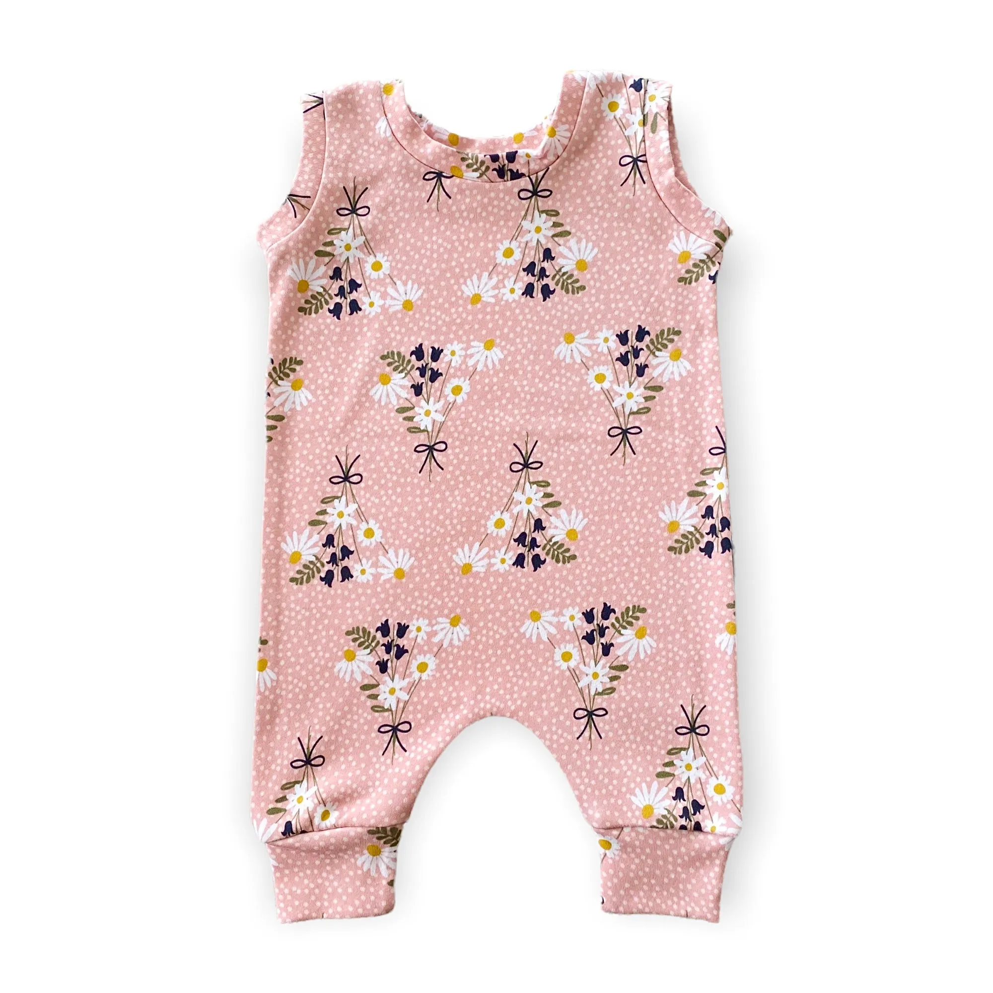 Chamomile Bouquet on Blush Harem Romper