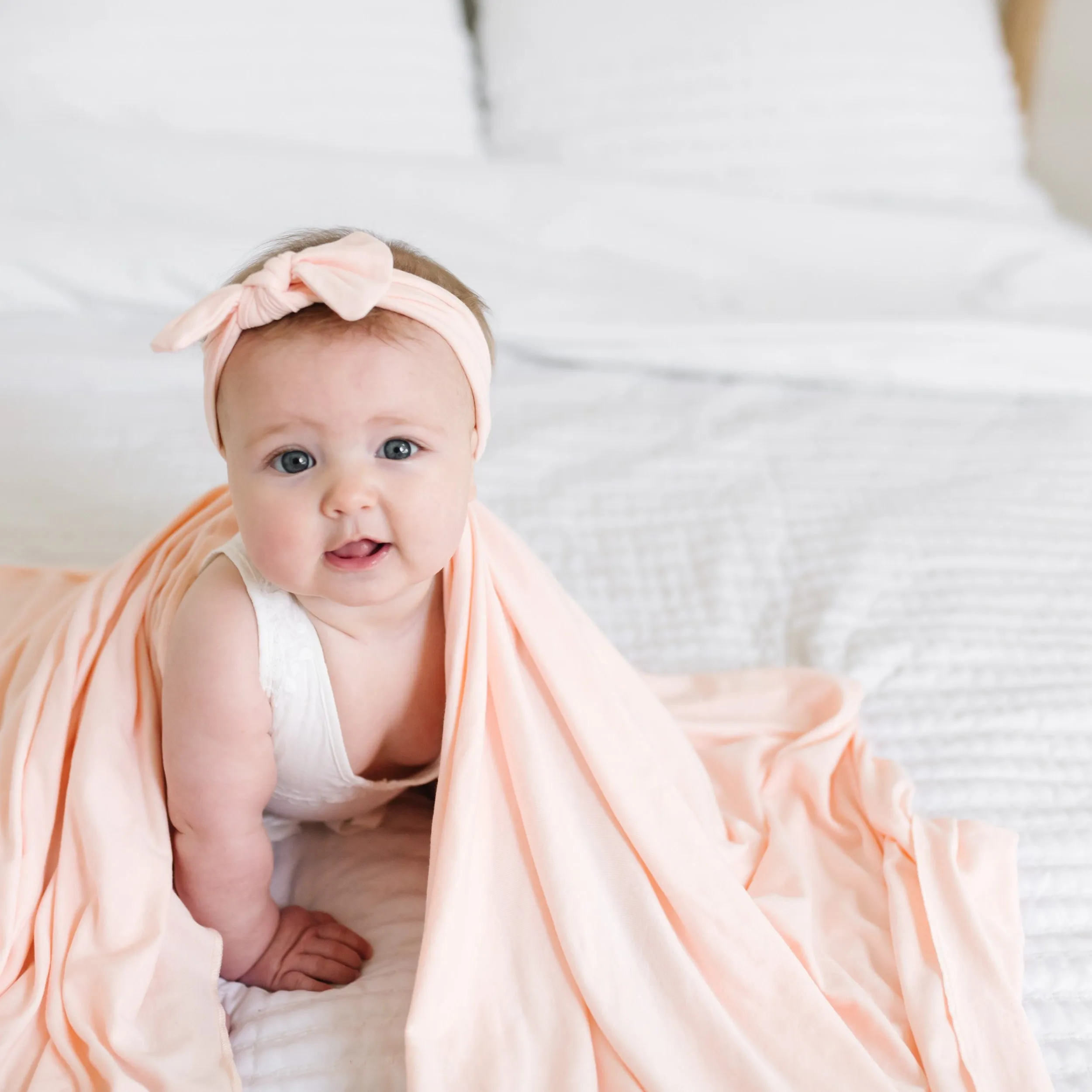 Copper Pearl Knit Swaddle Blanket | Blush