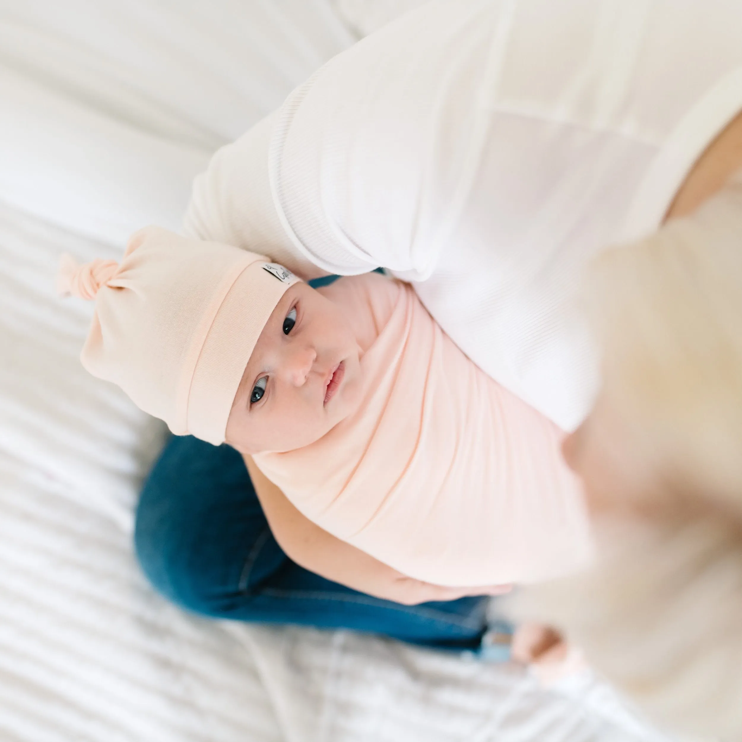 Copper Pearl Knit Swaddle Blanket | Blush