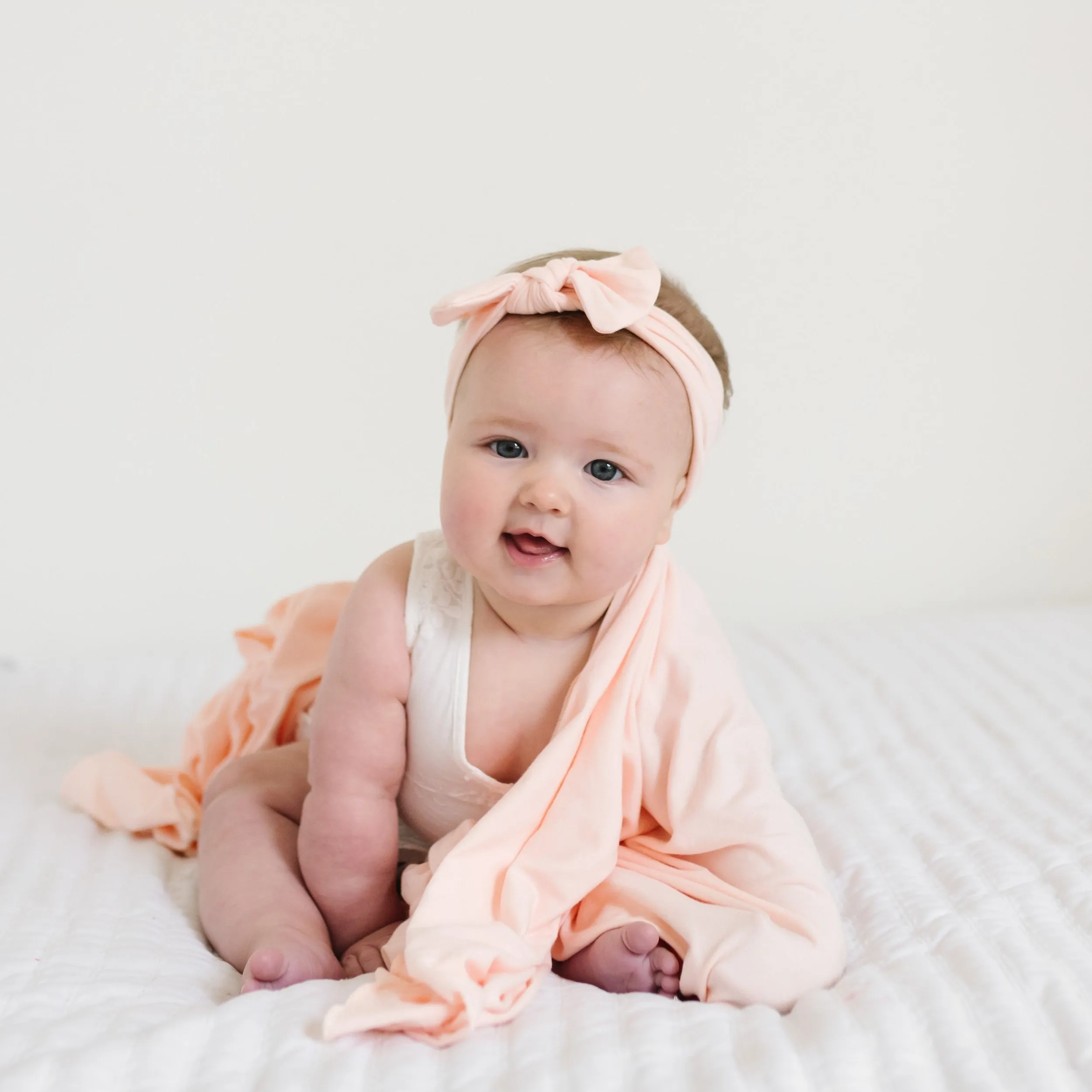 Copper Pearl Knit Swaddle Blanket | Blush