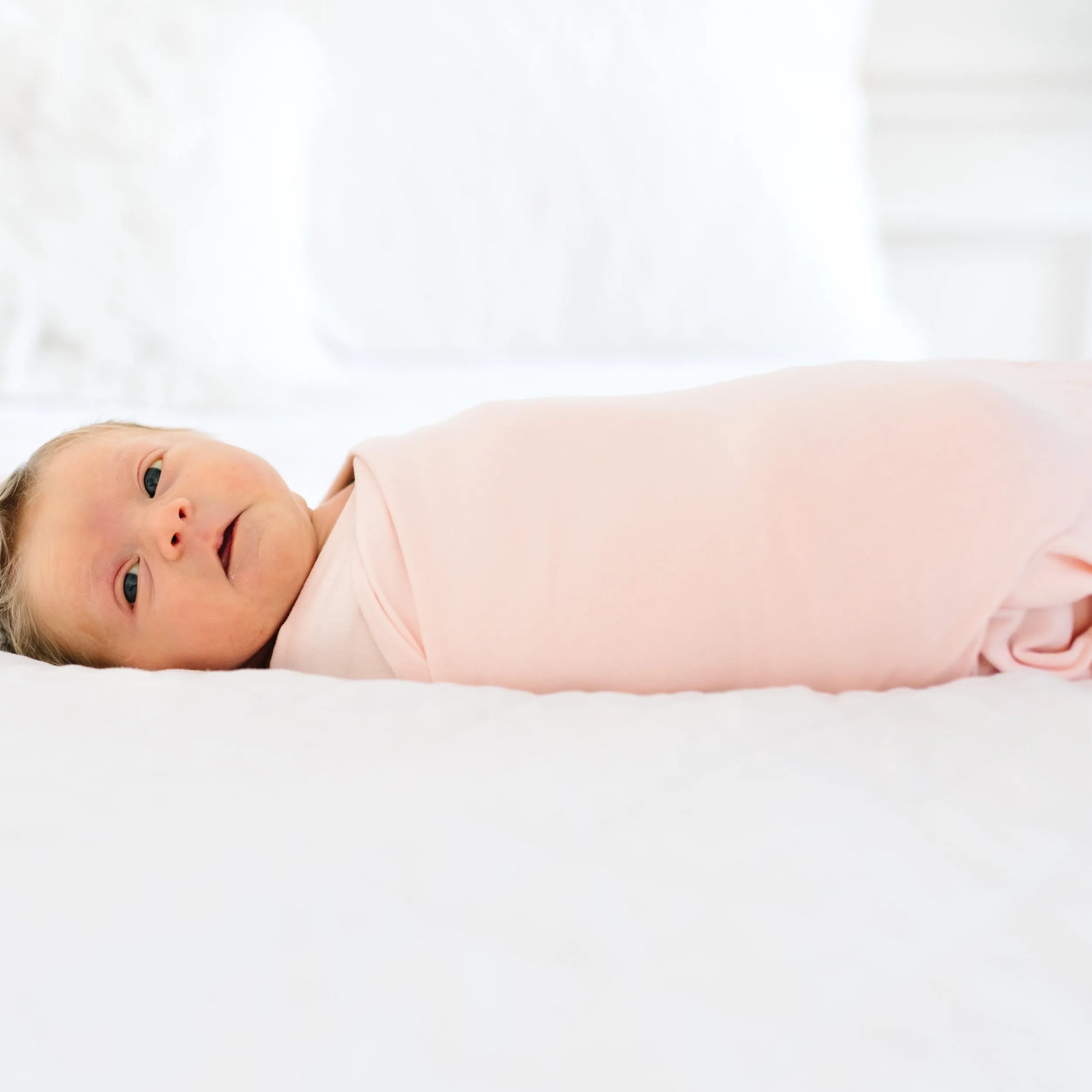 Copper Pearl Knit Swaddle Blanket | Blush