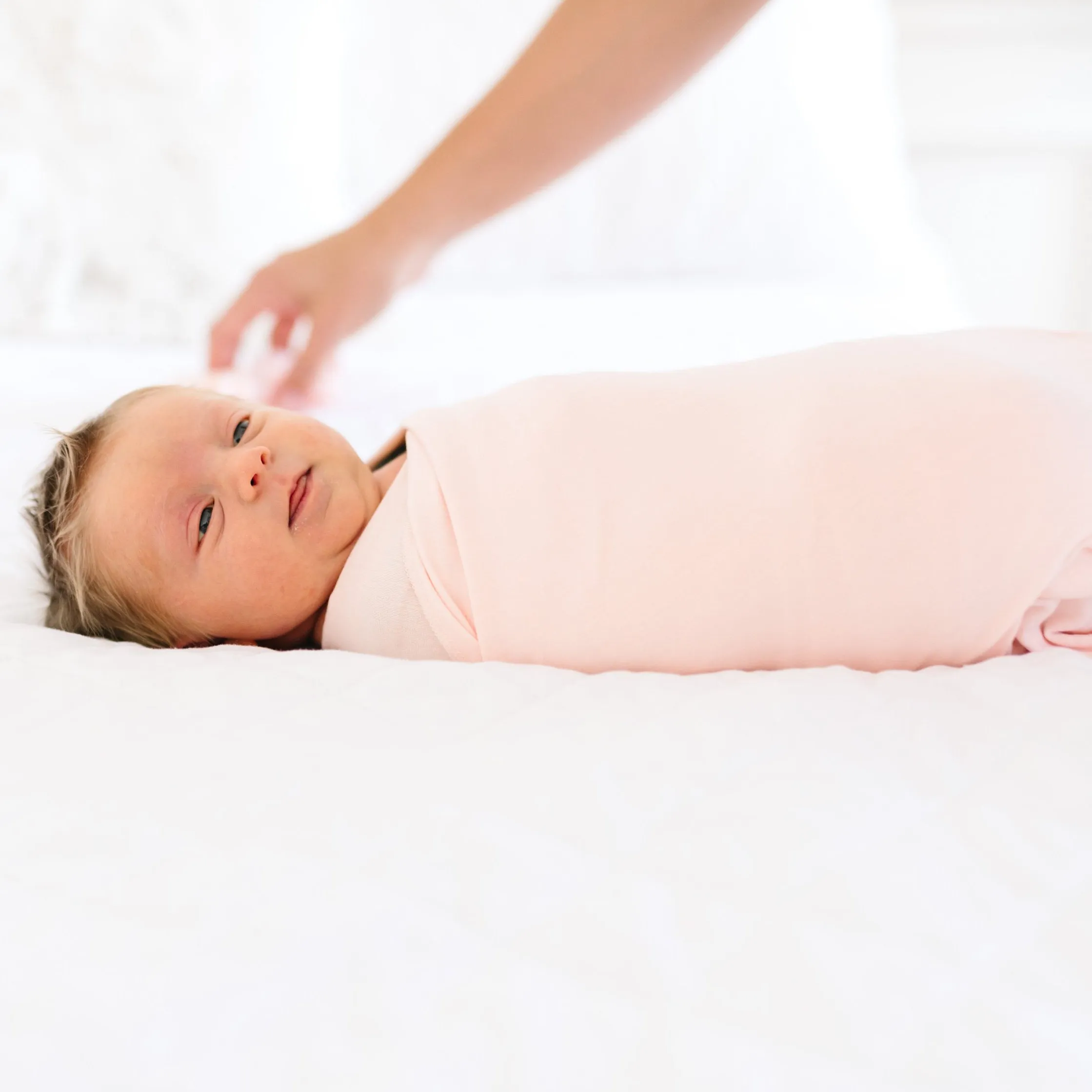 Copper Pearl Knit Swaddle Blanket | Blush