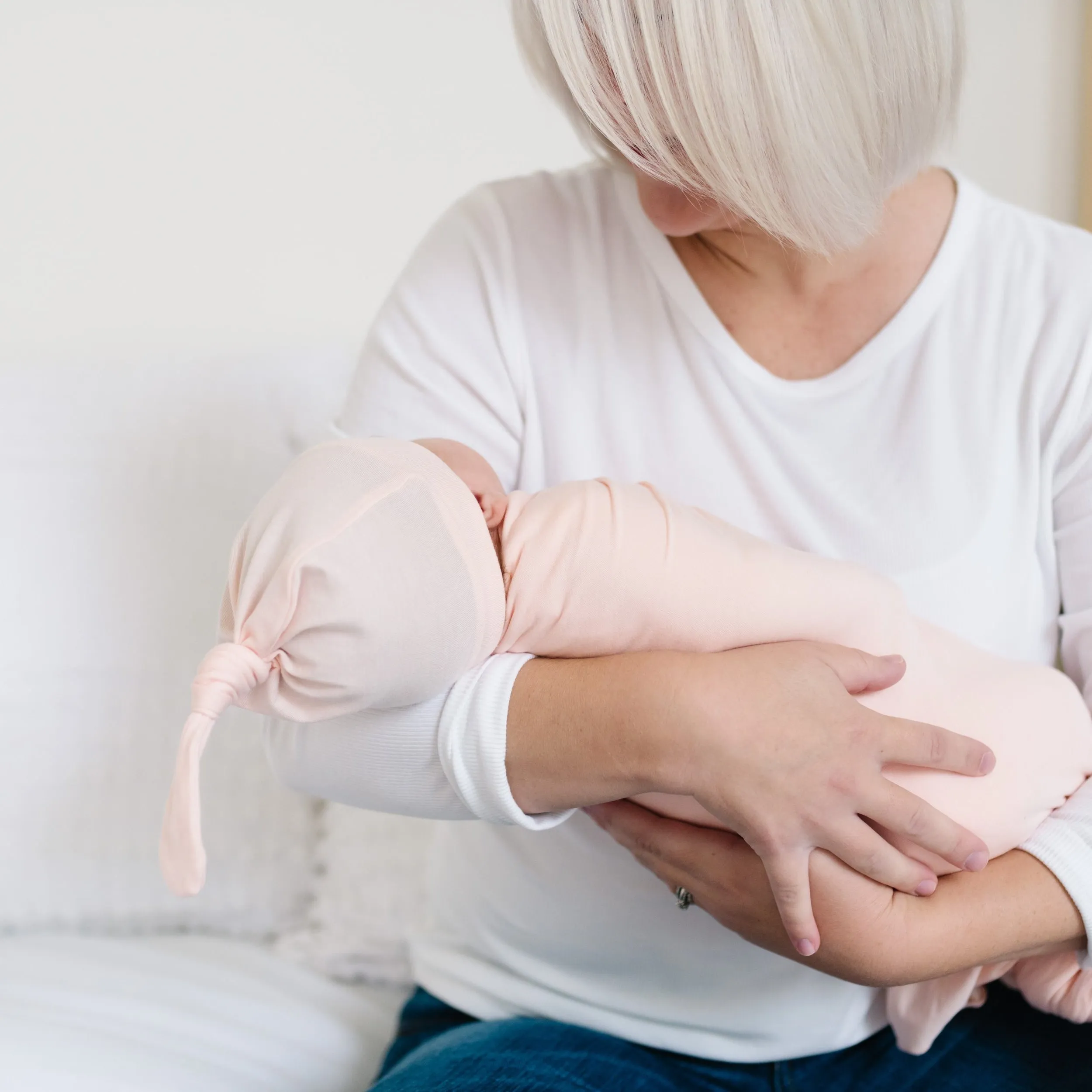 Copper Pearl Knit Swaddle Blanket | Blush