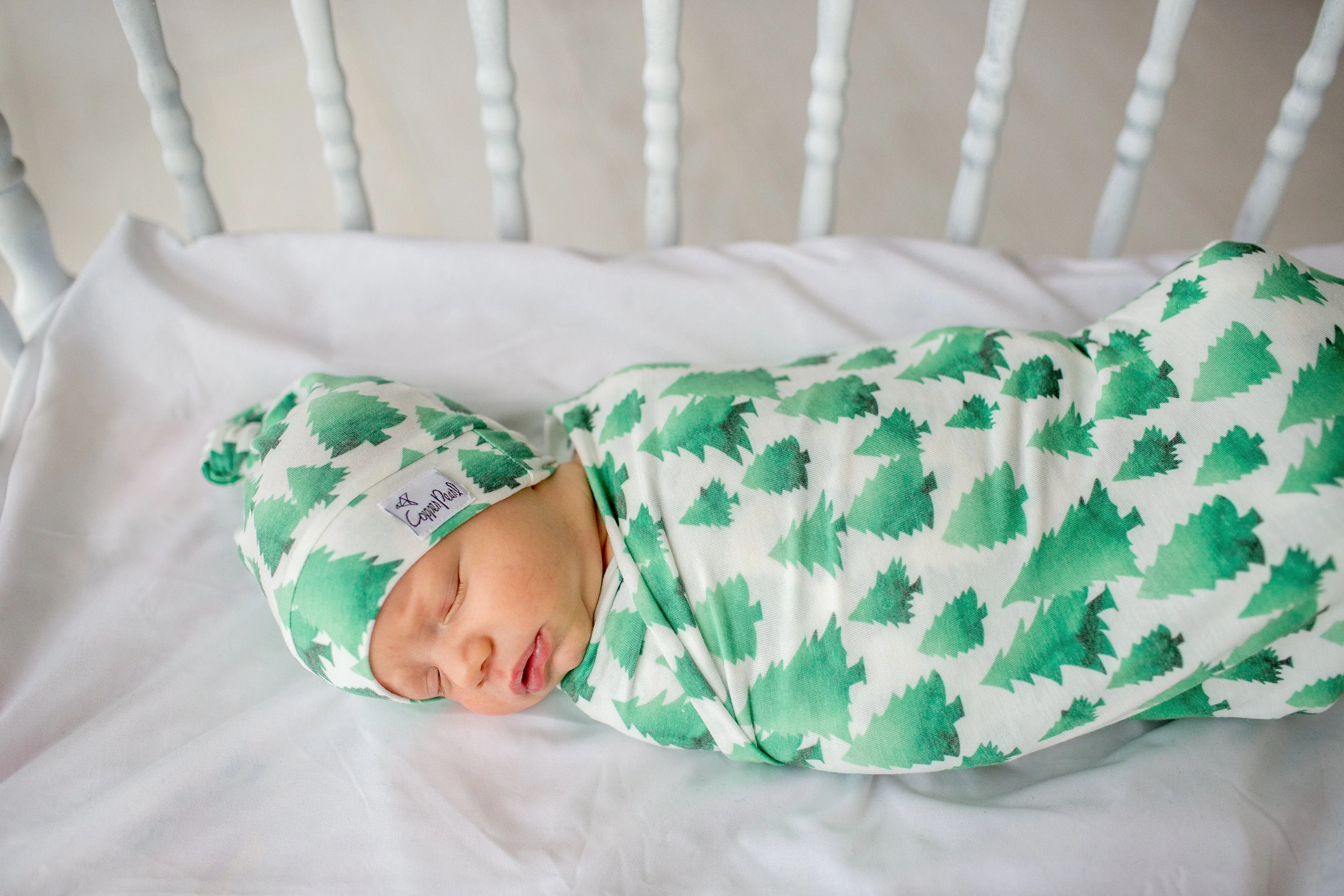 Copper Pearl Newborn Top Knot Hat - Forest