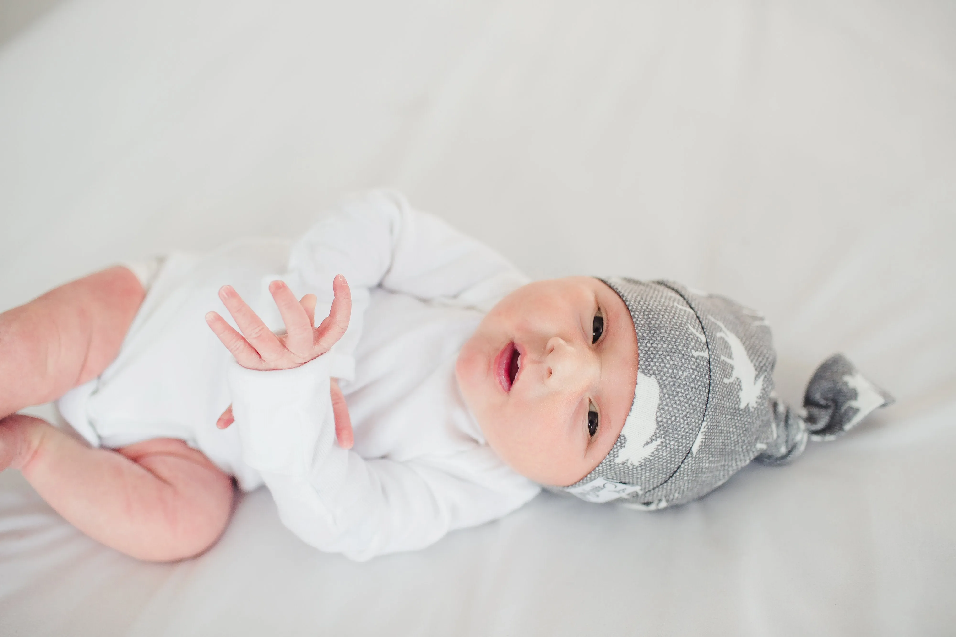 Copper Pearl Newborn Top Knot Hat - Scout