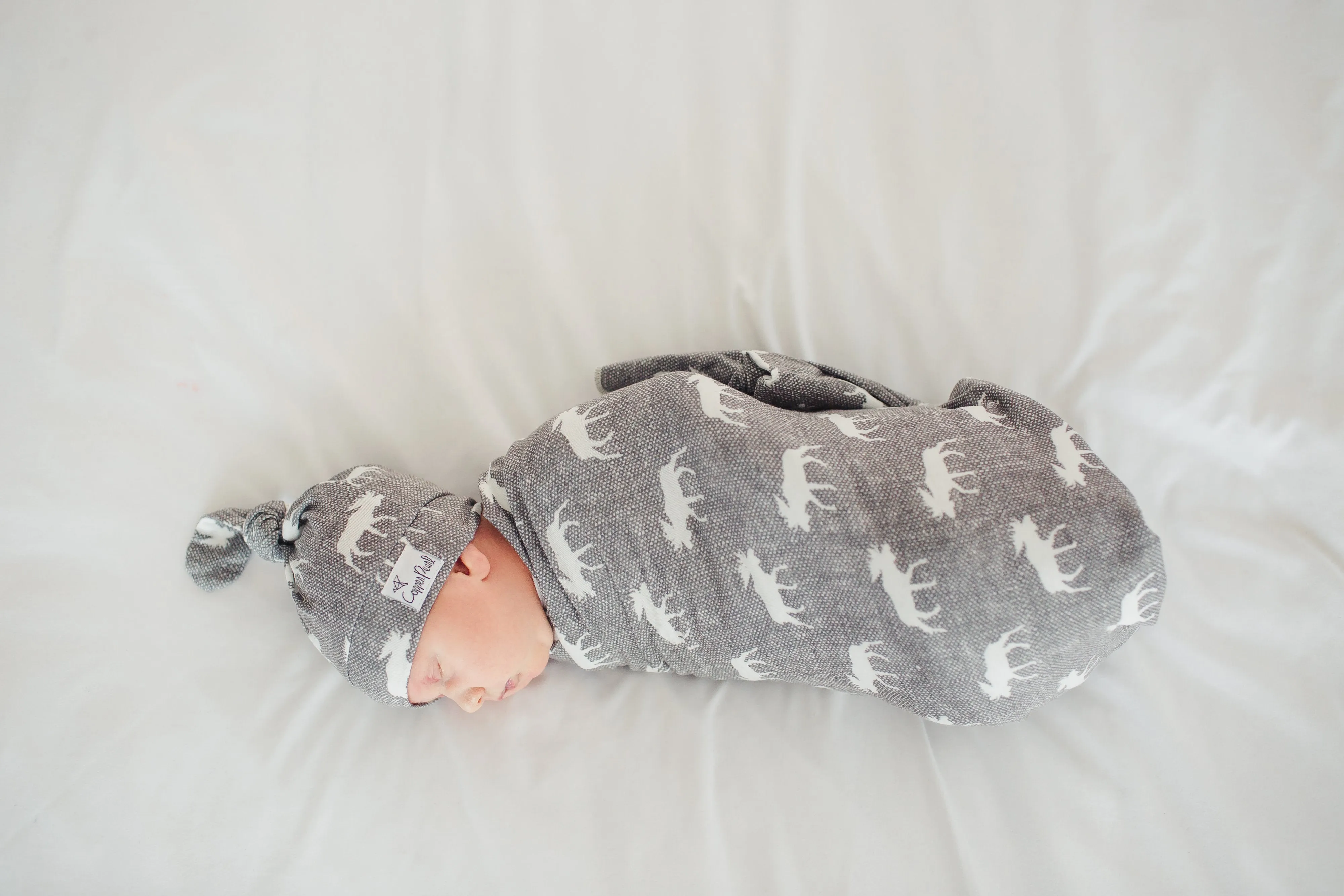 Copper Pearl Newborn Top Knot Hat - Scout