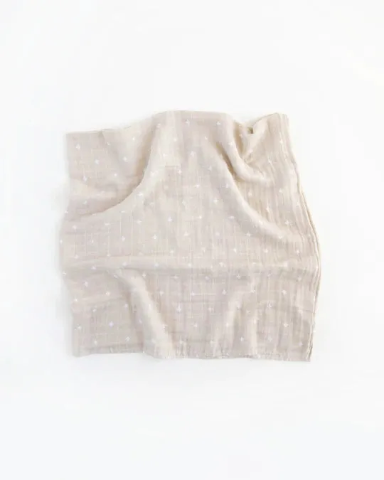 COTTON MUSLIN SWADDLE BLANKET - TAUPE CROSS
