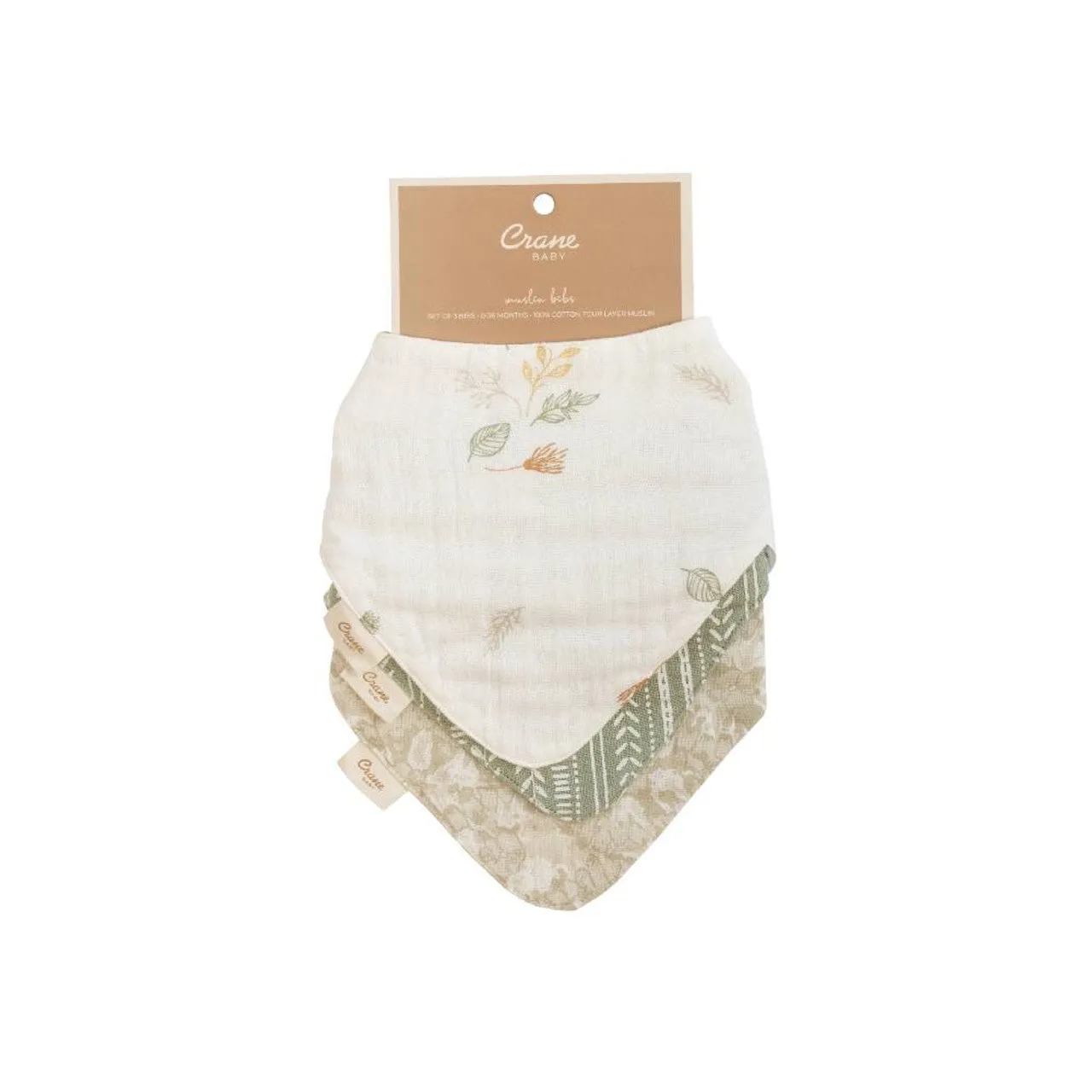 CRANE BABY -Muslin Bib Set 3 Pack - Willow Prints