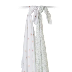 daisy   greenery | cotton swaddle 2 pack