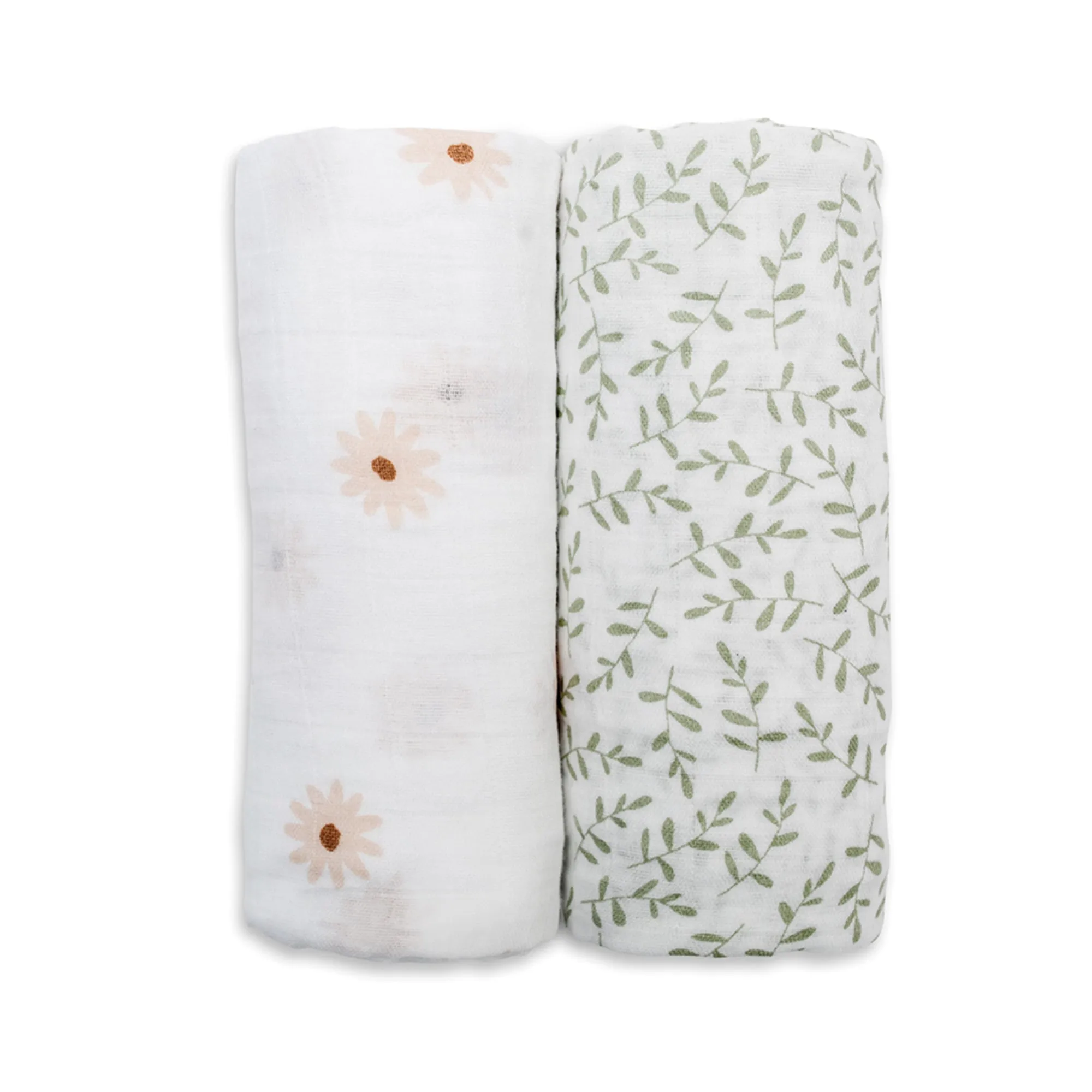 daisy   greenery | cotton swaddle 2 pack