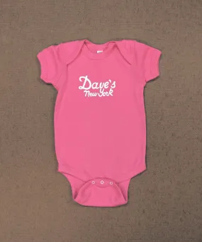 Dave's New York Vintage Logo Short Sleeve Infant Bodysuit - Hot Pink
