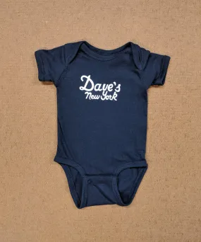Dave's New York Vintage Logo Short Sleeve Infant Bodysuit - Navy