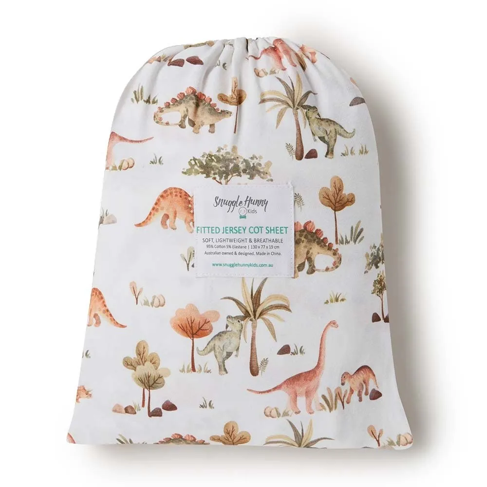 Dino Organic Fitted Cot Sheet