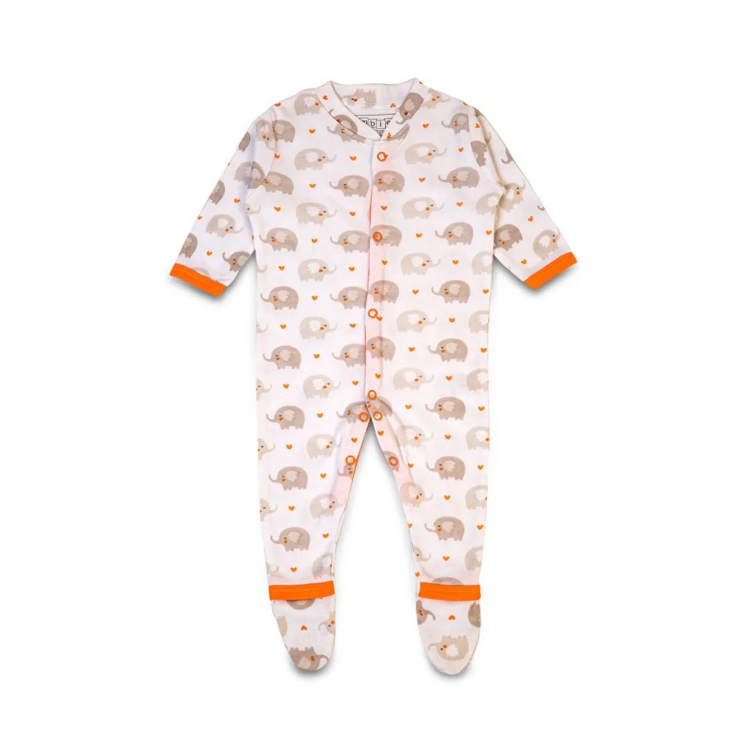Elephant and Striped Baby Rompers - Pack of 3