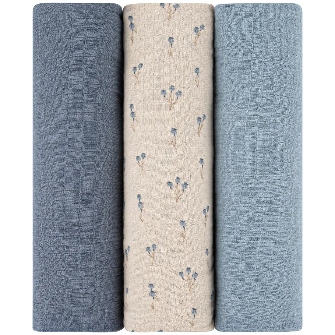 Ely's & Co Bluebelle 3 Pack Muslin Swaddles