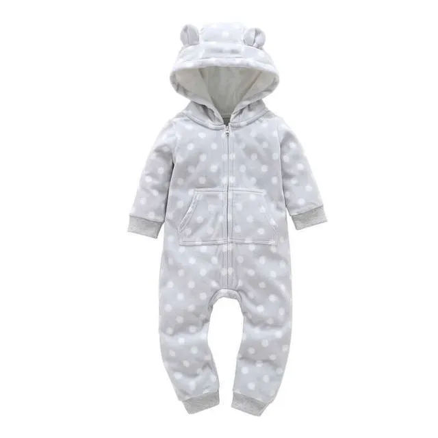 Fleece Hooded Baby Romper