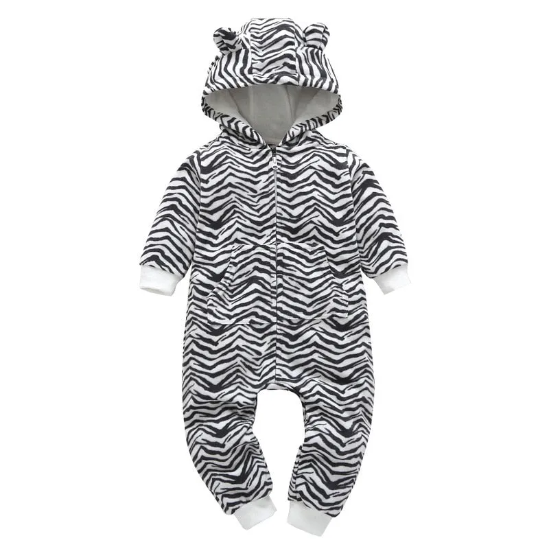 Fleece Hooded Baby Romper