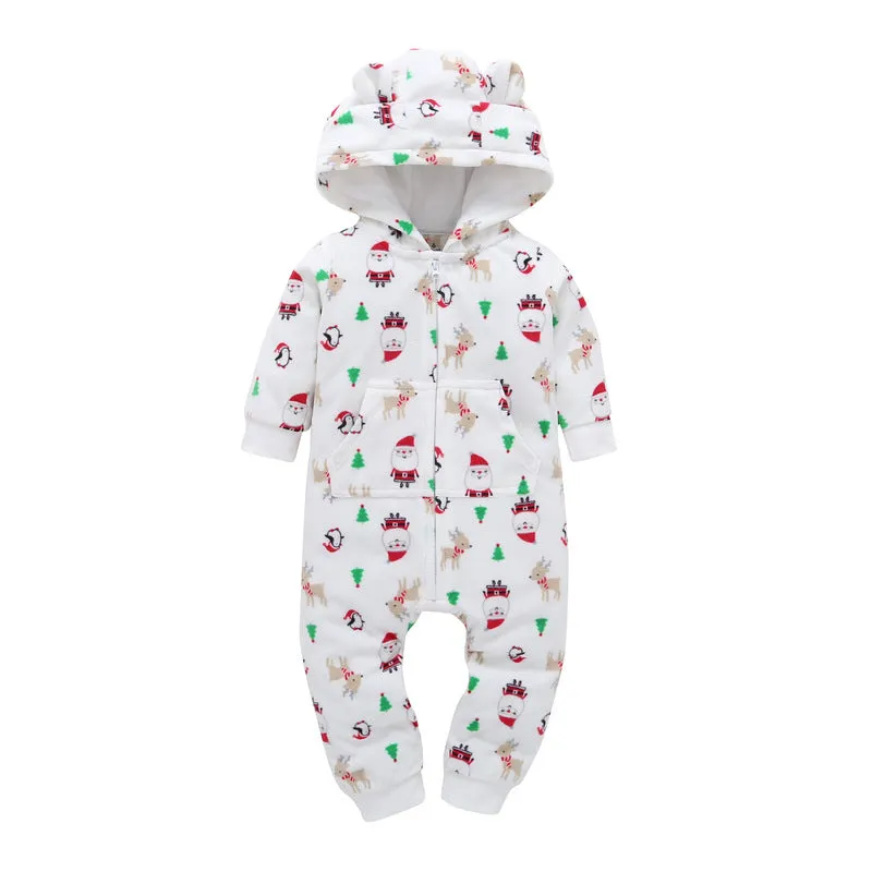 Fleece Hooded Baby Romper