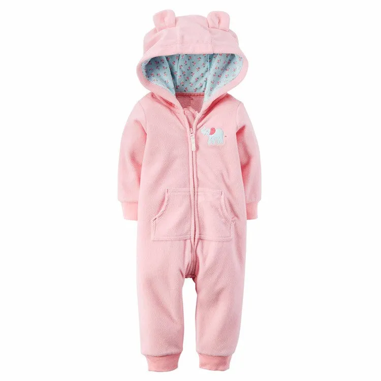 Fleece Hooded Baby Romper
