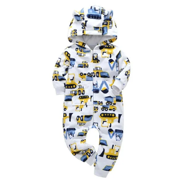 Fleece Hooded Baby Romper