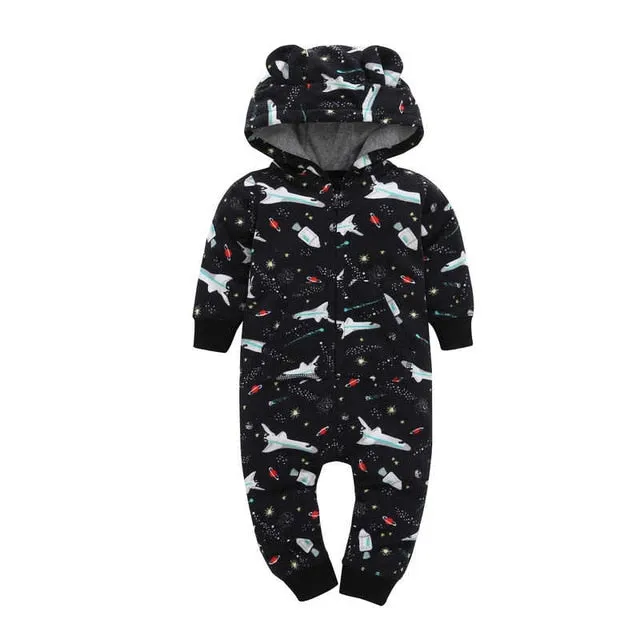 Fleece Hooded Baby Romper