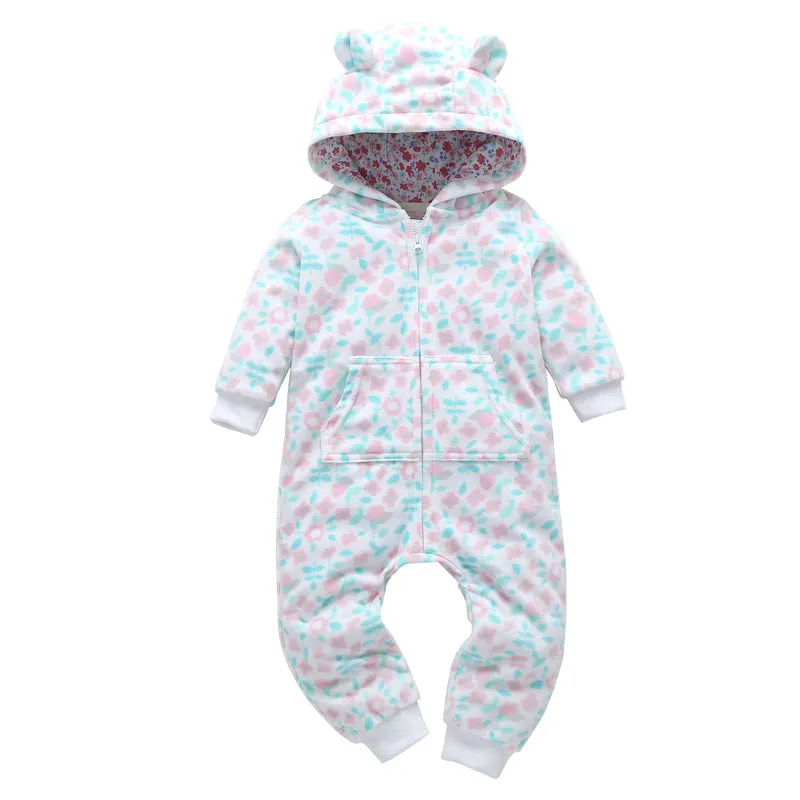 Fleece Hooded Baby Romper