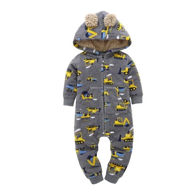 Fleece Hooded Baby Romper